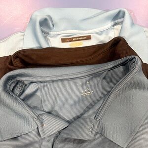 3 golf shirts/polo. Black/bluegrey/light blue.